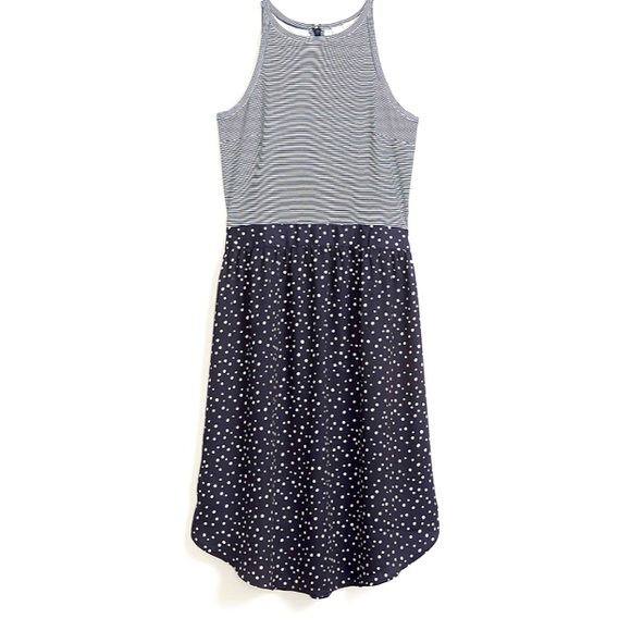 NWOT Loft Petite Dot Mixed Media Flair Dress - Picture 5 of 14
